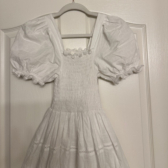 The Great The Savanna Shirred Tiered Cotton-voile Midi Dress - White size 0/XS - Picture 8 of 10
